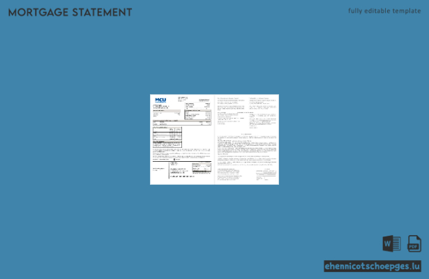 USA MCU Bank Hypothekenauszug in Word- und PDF-Formaten – Beispielvorschau